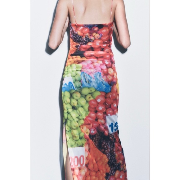 Zara fruit mesh midi dress BLOGGERS FAVORITE! NWT - Picture 3 of 8